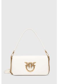 Pinko torebka skórzana kolor biały. Kolor: biały. Materiał: skórzane. Rodzaj torebki: na ramię #1