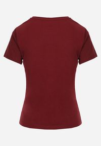 Renee - Bordowy T-shirt z Bawełny z Okrągłym Dekoltem Nedima. Okazja: na co dzień. Kolor: czerwony. Materiał: bawełna. Styl: klasyczny, casual #7