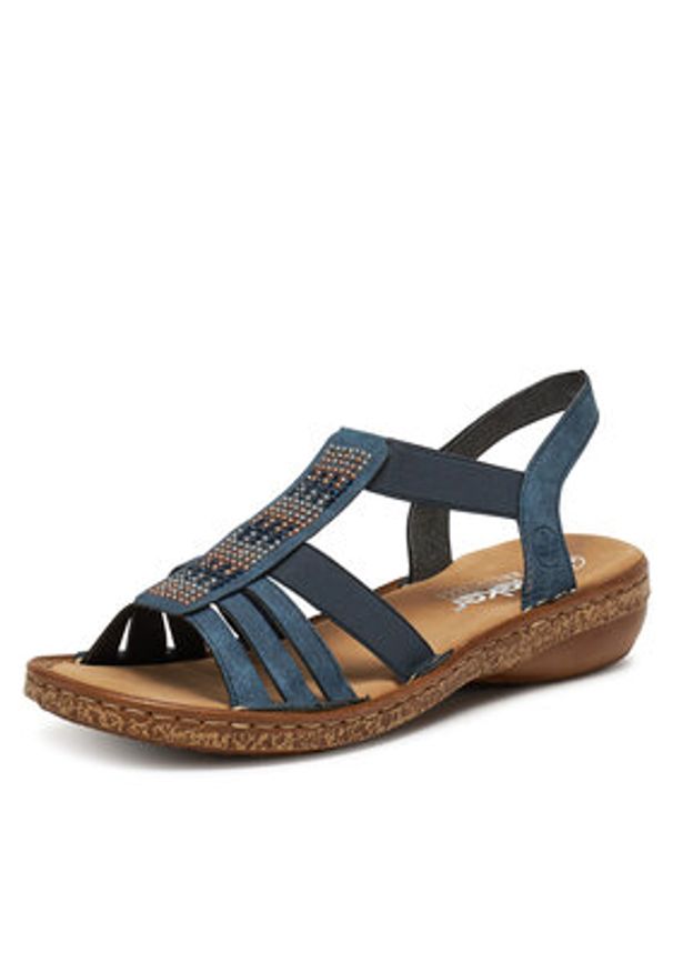 Rieker Sandały 628G7-14 Granatowy. Kolor: niebieski. Materiał: syntetyk, materiał