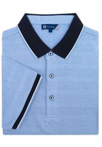 Lanieri Fashion - Męska błękitna koszulka polo - przewiewna KP18. Typ kołnierza: polo. Kolor: niebieski. Materiał: bawełna, poliester, materiał. Długość: krótkie #1