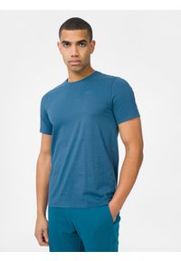 4f - T-shirt regular gładki męski. Kolor: niebieski. Materiał: bawełna. Wzór: gładki #1