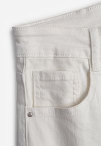 Born2be - Białe Szerokie Jeansy z Bawełny z Wysokim Stanem Dalinatea. Stan: podwyższony. Kolor: biały. Długość: długie. Wzór: jednolity, aplikacja. Sezon: lato. Styl: klasyczny #2