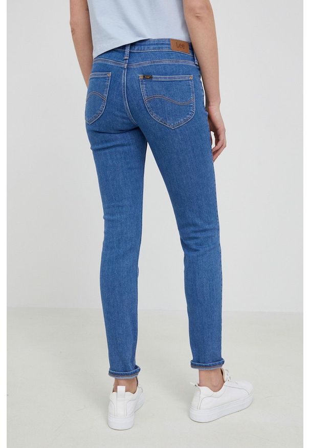 Lee jeansy SCARLETT MID LEXI damskie medium waist. Kolor: niebieski