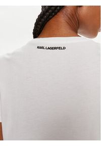 Karl Lagerfeld - KARL LAGERFELD T-Shirt Essential 245W1714 Biały Regular Fit. Typ kołnierza: dekolt w karo. Kolor: biały. Materiał: bawełna #3