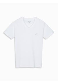 Ombre Clothing - Męski t-shirt V-neck SLIM FIT z elastanem i printem – biały V2 OM-TSBC-0221 - XXL. Okazja: na co dzień. Typ kołnierza: dekolt w serek. Kolor: biały. Materiał: elastan. Wzór: nadruk. Styl: casual #8