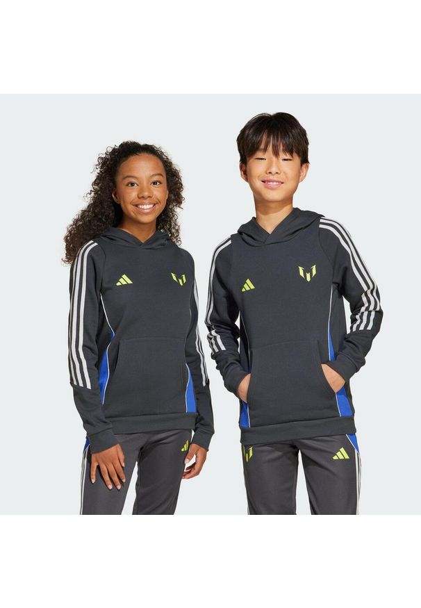 Adidas - Bluza z kapturem Messi Kids. Typ kołnierza: kaptur. Kolor: szary. Sport: piłka nożna