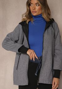 Renee - Szara Pudełkowa Kurtka z Kapturem Tulimera. Okazja: na co dzień. Typ kołnierza: kaptur. Kolor: szary. Materiał: jeans. Styl: sportowy, casual #5