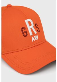G-Star RAW - G-Star Raw czapka kolor pomarańczowy z aplikacją. Kolor: pomarańczowy. Wzór: aplikacja