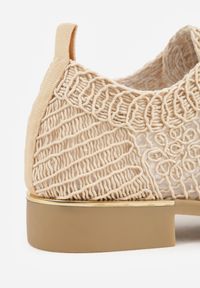 Born2be - Ciemnobeżowe Ażurowe Półbuty z Metaliczną Wstawką Homonis. Okazja: na co dzień. Kolor: beżowy. Wzór: ażurowy. Styl: casual, elegancki #9