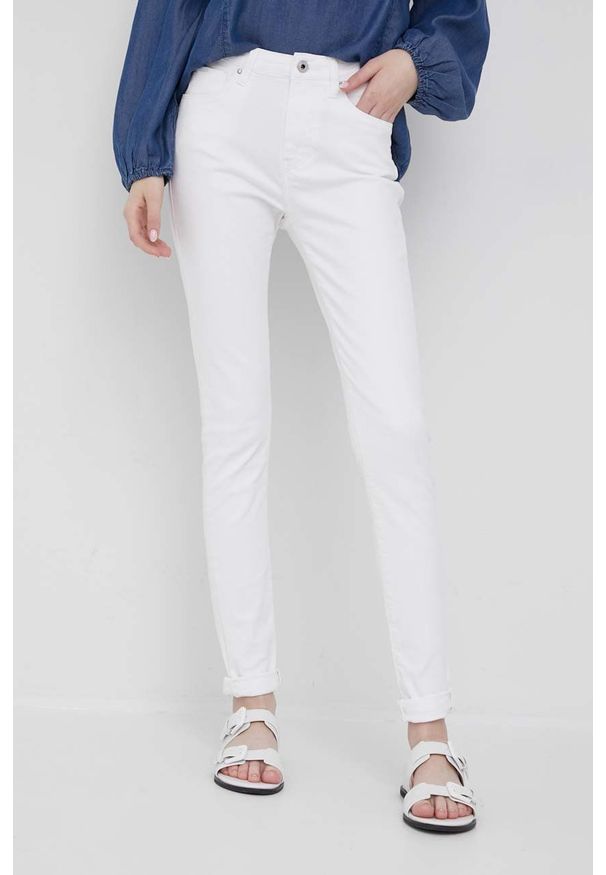 Pepe Jeans jeansy Regent damskie high waist. Stan: podwyższony. Kolor: biały