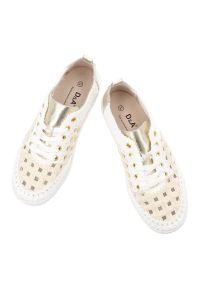 Półbuty damskie S.Barski, z materiału pleciona cholewka sznurowanie lekka podeszwa styl casual, białe, GR61-5951. Okazja: na co dzień. Zapięcie: sznurówki. Kolor: biały. Materiał: materiał. Szerokość cholewki: normalna. Styl: casual #6