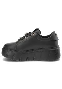 CheBello - Czarne Sneakersy Chebello Modne Obuwie Damskie Na Platformie. Okazja: na co dzień, do pracy. Kolor: czarny. Materiał: materiał. Obcas: na platformie. Styl: elegancki, casual #4