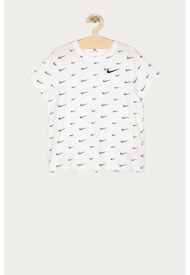 Nike Kids - T-shirt dziecięcy 128-170 cm. Okazja: na co dzień. Kolor: biały. Materiał: dzianina. Styl: casual