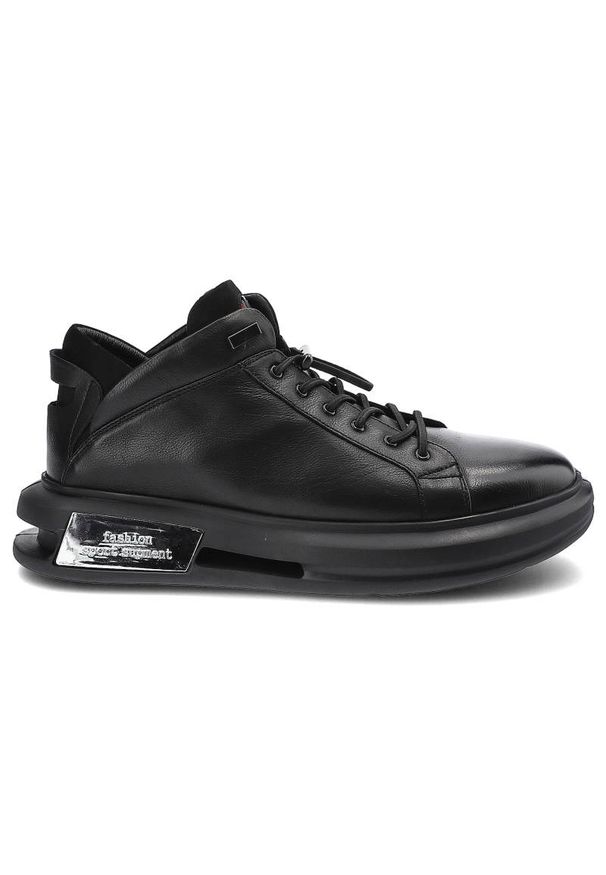 Czarne Sneakersy John Doubare Męskie Skórzane Buty. Okazja: do pracy, na uczelnię. Zapięcie: bez zapięcia. Kolor: czarny. Materiał: skóra. Szerokość cholewki: normalna. Sezon: jesień, zima