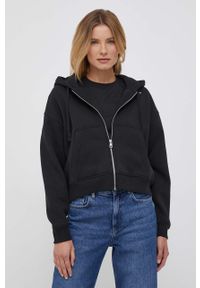 Calvin Klein Jeans bluza damska kolor czarny z kapturem gładka. Typ kołnierza: kaptur. Kolor: czarny. Materiał: bawełna. Długość rękawa: długi rękaw. Długość: długie. Wzór: gładki #5