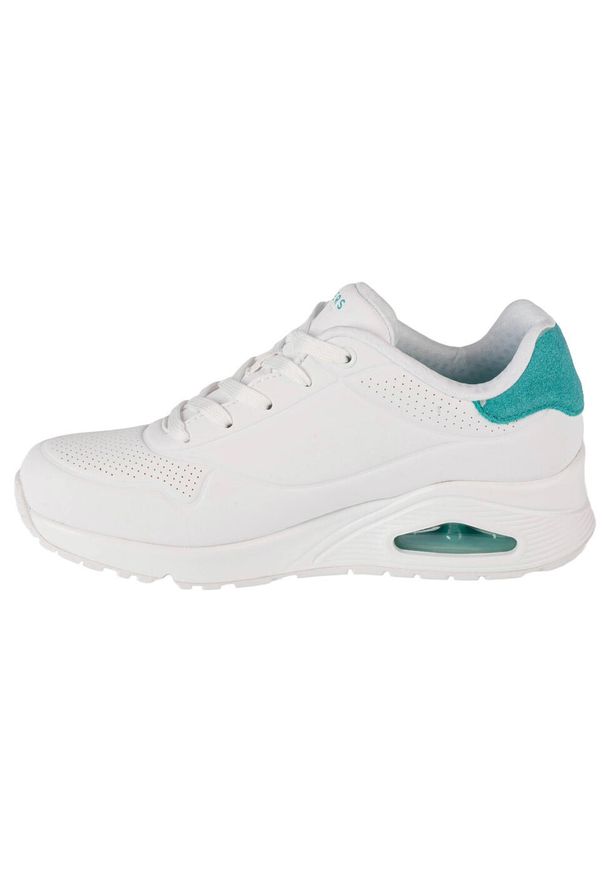 skechers - Buty do chodzenia damskie Skechers 177092WMNT. Kolor: biały, wielokolorowy, zielony. Materiał: guma, materiał, syntetyk, skóra. Szerokość cholewki: normalna. Sport: turystyka piesza