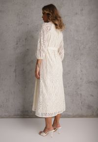 Renee - Beżowa Koronkowa Sukienka Boho Rozkloszowana z Paskiem w Talii Irinsea. Okazja: na co dzień. Kolor: beżowy. Materiał: koronka. Wzór: koronka. Typ sukienki: rozkloszowane, proste. Styl: boho #6