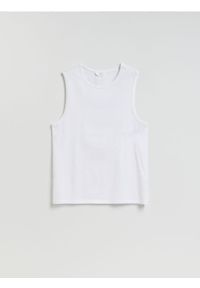 Reserved - Tank top z bawełny merceryzowanej - biały. Kolor: biały. Materiał: bawełna #1