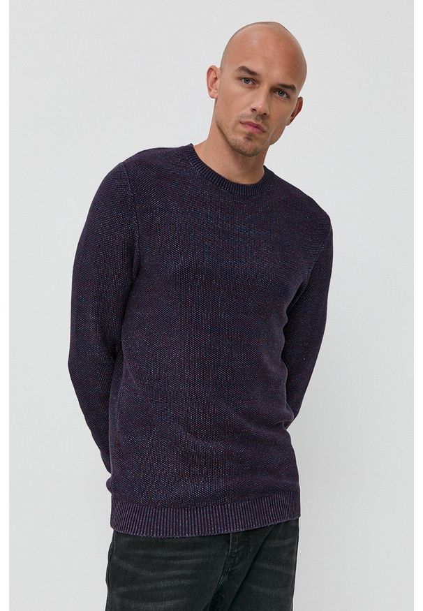 PRODUKT by Jack & Jones - Produkt by Jack & Jones Sweter męski kolor fioletowy. Okazja: na co dzień. Kolor: fioletowy. Długość rękawa: długi rękaw. Długość: długie. Wzór: ze splotem. Styl: casual