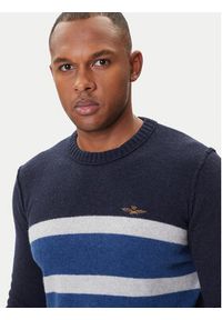 Aeronautica Militare Sweter 252MA1609UL00924 Granatowy Regular Fit. Kolor: niebieski. Materiał: wełna