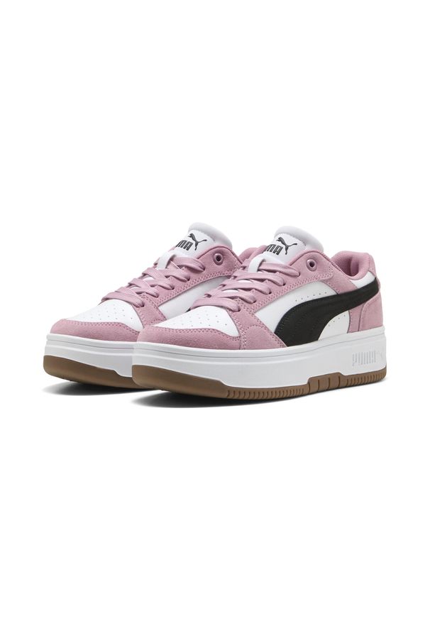 Puma - Damskie sneakersy Rebound Femme Low Suede PUMA White Black Poised Pink. Okazja: na co dzień. Kolor: czarny, różowy, biały, wielokolorowy. Sezon: lato. Model: Puma Suede. Sport: koszykówka