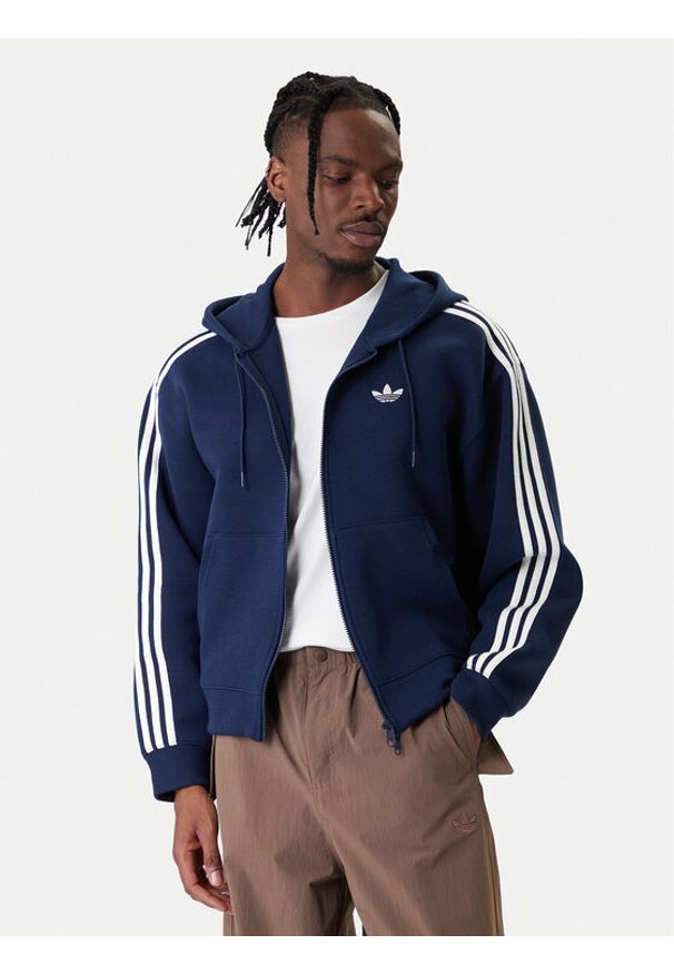 Adidas - adidas Bluza adicolor Spacer KD4086 Granatowy Loose Fit. Okazja: na spacer. Kolor: niebieski. Materiał: bawełna, syntetyk