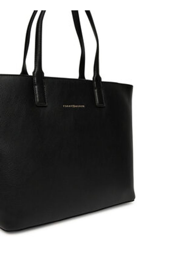 TOMMY HILFIGER - Tommy Hilfiger Torebka Th Logotape Tote AW0AW17449 Czarny. Kolor: czarny. Materiał: skórzane