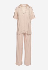 Renee - Jasnoróżowy Wiskozowy Komplet Piżamowy Koszula na Krótki Rękaw i Długie Spodnie Angelae. Kolor: różowy. Materiał: wiskoza. Długość: krótkie #2