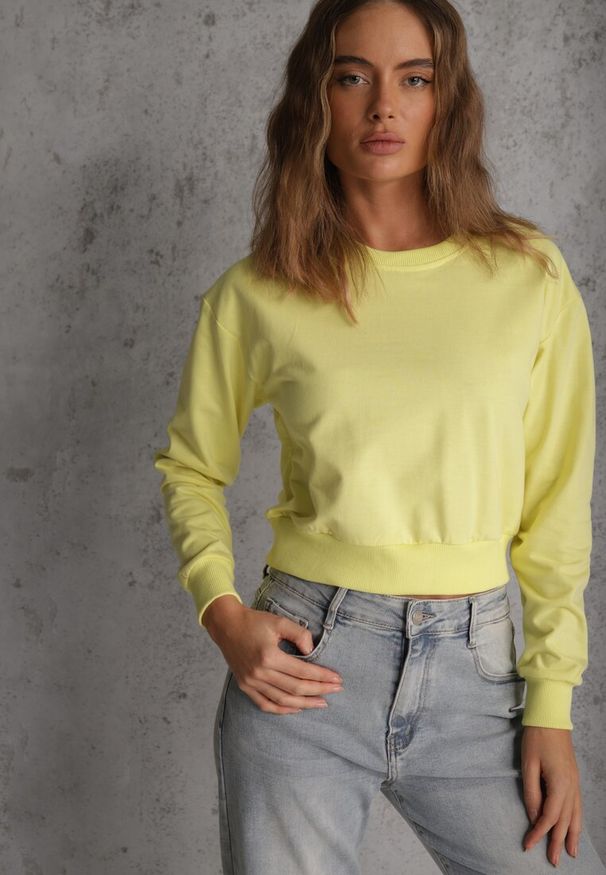 Renee - Jasnozielona Bluza z Bawełną ze Ściągaczami przy Rękawach i w Pasie Alberia. Kolor: zielony. Materiał: bawełna