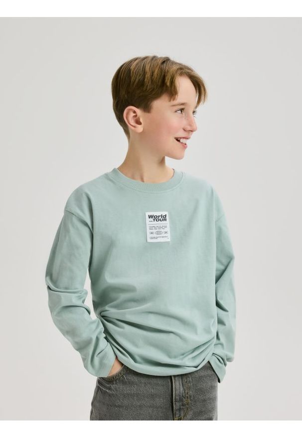 Reserved - Koszulka longsleeve - jasnoniebieski. Kolor: niebieski. Materiał: dzianina, bawełna. Długość rękawa: długi rękaw