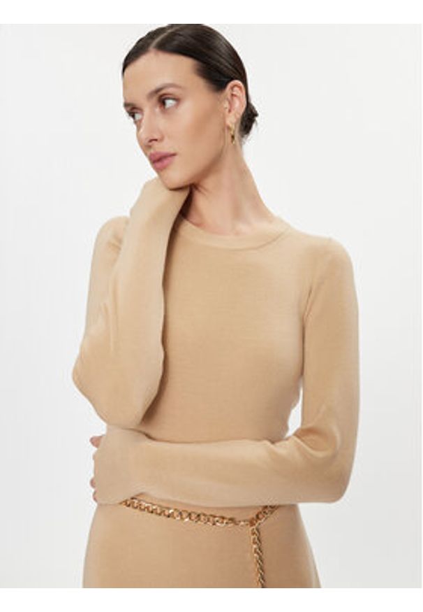MICHAEL Michael Kors Sukienka dzianinowa MF381UN4VR Beżowy Slim Fit. Kolor: beżowy. Materiał: wełna