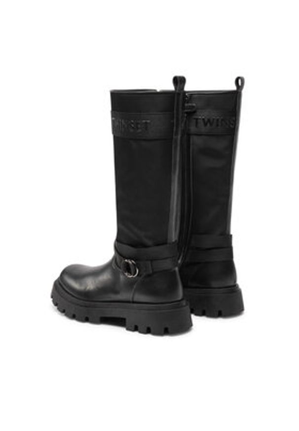 TwinSet - TWINSET Kozaki Stivale 242GCJ S Czarny. Kolor: czarny. Materiał: skóra