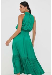 Morgan sukienka kolor zielony maxi rozkloszowana. Typ kołnierza: dekolt halter. Kolor: zielony. Materiał: tkanina. Typ sukienki: rozkloszowane. Długość: maxi #4
