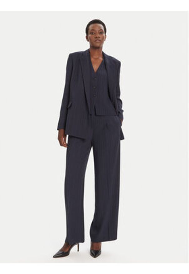 BOSS Spodnie palazzo Tiana4 50548479 Granatowy Regular Fit. Kolor: niebieski. Materiał: wiskoza