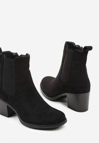 Renee - Czarne Botki na Słupku w Stylu Sztybletów Acandrie. Okazja: na co dzień. Kolor: czarny. Materiał: jeans, skóra. Obcas: na słupku. Styl: casual, elegancki #6