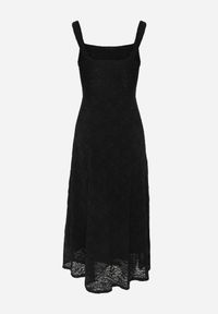 Renee - Czarna Koronkowa Koktajlowa Sukienka o Taliowanym Kroju Ianra. Kolor: czarny. Materiał: koronka. Długość rękawa: na ramiączkach. Wzór: koronka. Styl: wizytowy. Długość: mini #4