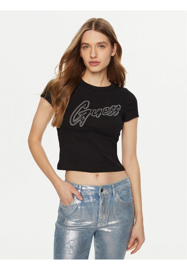 Guess T-Shirt W5RI68 KA0H1 Czarny Regular Fit. Kolor: czarny. Materiał: bawełna