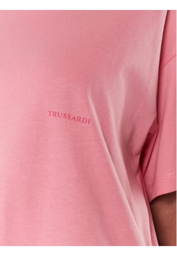 Trussardi Jeans - Trussardi T-Shirt Greyhound Backprint 56T00559 Różowy Loose Fit. Kolor: różowy. Materiał: bawełna