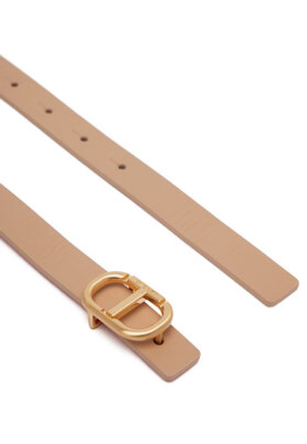 TwinSet - TWINSET Pasek Damski 251TA4381 Beżowy. Kolor: beżowy. Materiał: skóra