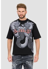 DSQUARED2 Czarny męski t-shirt Loose Fit Tee, Rozmiar M. Kolor: czarny