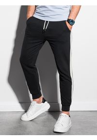 Ombre Clothing - Spodnie męskie dresowe joggery P947 - czarne - XXL. Okazja: na co dzień. Kolor: czarny. Materiał: dresówka. Styl: casual #6