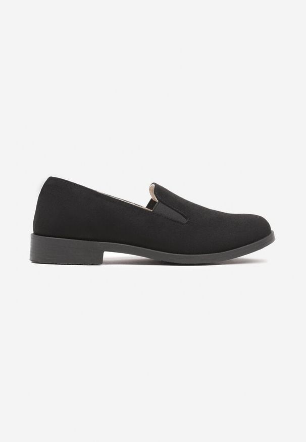 Born2be - Czarne Mokasyny Loafersy z Imitacji Zamszu Valtoria. Kolor: czarny. Materiał: zamsz. Obcas: na obcasie. Styl: klasyczny. Wysokość obcasa: niski