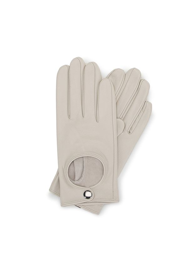 Wittchen - Damskie rękawiczki samochodowe proste białe. Kolor: biały, kremowy. Materiał: skóra. Sezon: wiosna, jesień. Styl: rockowy, klasyczny, elegancki