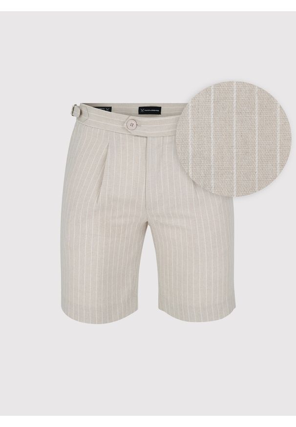 Pako Lorente - PAKO LORENTE - Szorty męskie w prążek z lnem. Okazja: na co dzień. Materiał: len. Długość: krótkie. Wzór: prążki. Sezon: lato. Styl: casual