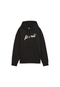 Puma - Damska bluza z kapturem ESS+ Script PUMA Black White Rubber. Typ kołnierza: kaptur. Kolor: biały, wielokolorowy, czarny
