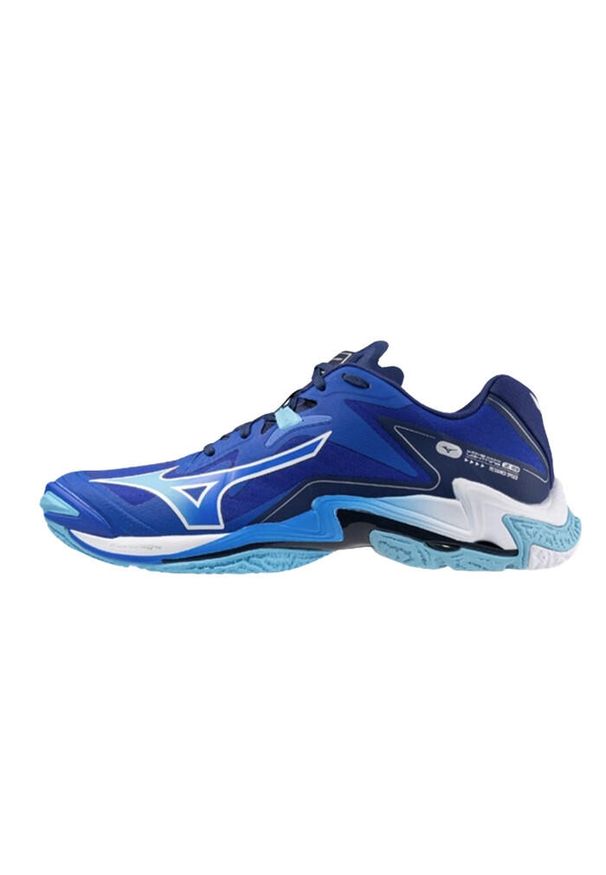Buty halowe Mizuno Wave Lightning Z. Zapięcie: sznurówki. Kolor: niebieski, wielokolorowy, biały. Materiał: syntetyk, materiał, tkanina. Szerokość cholewki: normalna. Model: Mizuno Wave. Sport: siatkówka