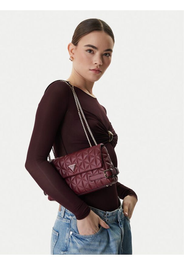 Guess Torebka Paisleigh HWQG98 83210 Bordowy. Kolor: czerwony. Materiał: skórzane