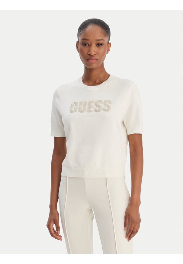 Guess Sweter W6RR47 Z2NQ2 Écru Regular Fit. Materiał: wiskoza