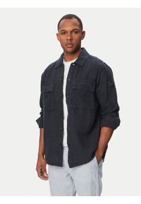 BOSS Koszula Locky 50558928 Granatowy Regular Fit. Kolor: niebieski. Materiał: len #1
