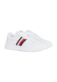 TOMMY HILFIGER - Buty Tommy Hilfiger Supercup Lealther Stripes M FM0FM04824YBS białe. Okazja: na co dzień. Zapięcie: sznurówki. Kolor: biały. Materiał: poliester, kauczuk, nylon, guma, skóra. Szerokość cholewki: normalna